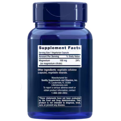 Magnesium Citrite, 100mg, 100 Capsules, Life Extension