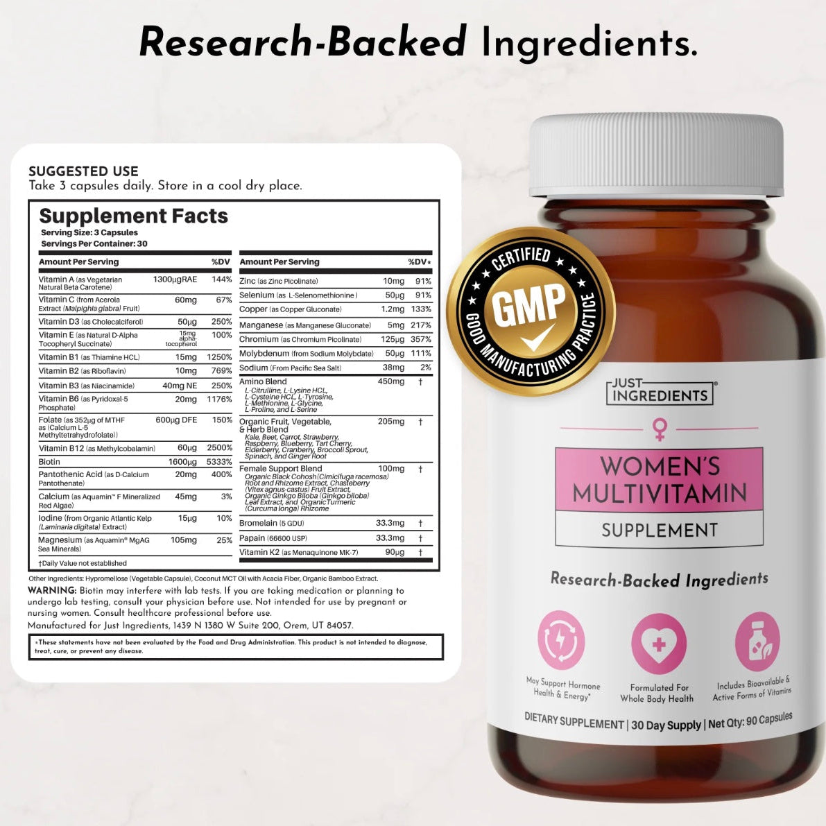 Women's Multivitamin, 90 Capsules, Just Ingredients