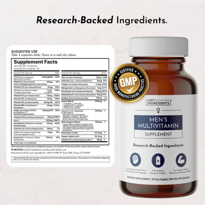 Men's Multivitamin, 90 Capsules, Just Ingredients
