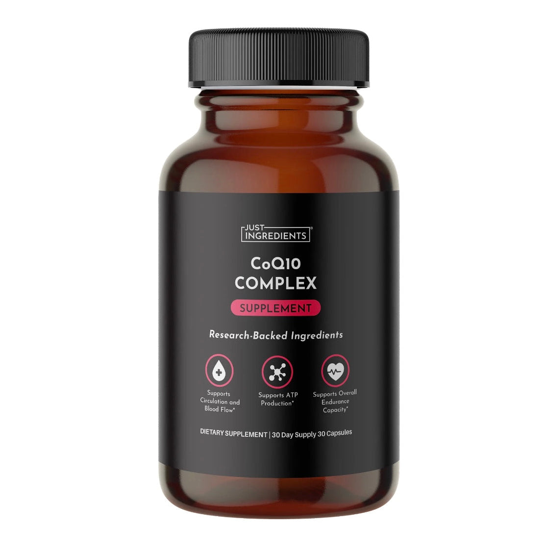 CoQ10 Complex Supplement, 30 Capsules, Just Ingredients