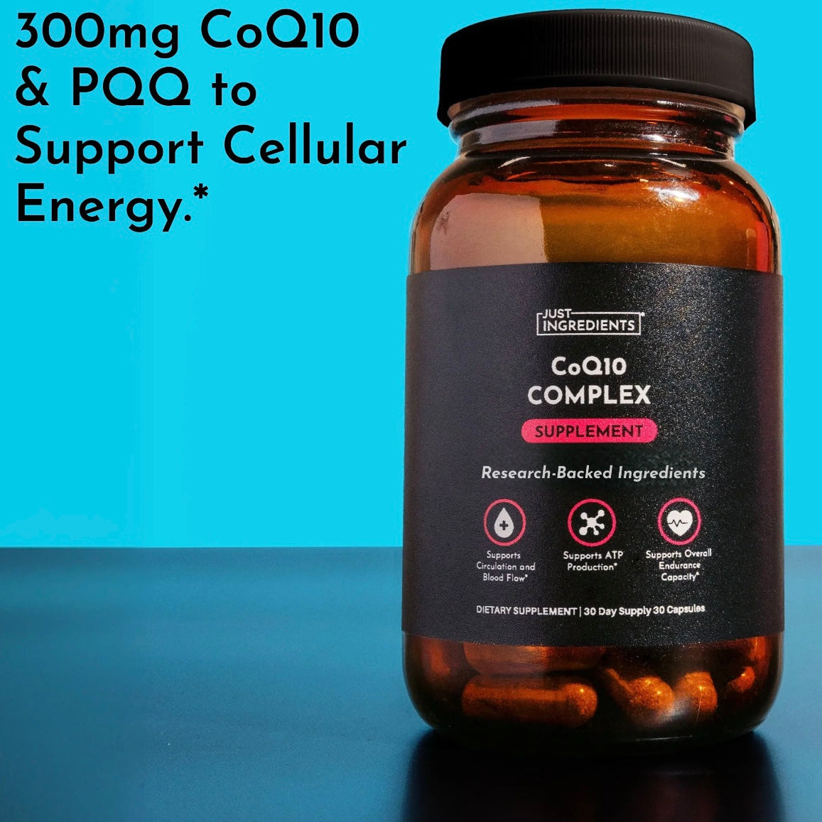 CoQ10 Complex Supplement, 30 Capsules, Just Ingredients