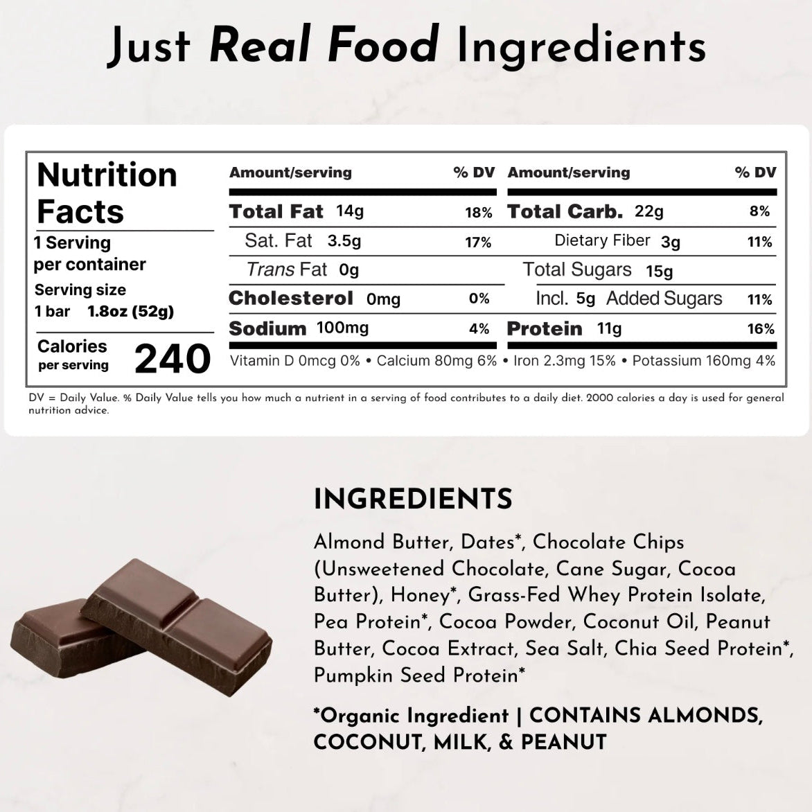 Protein Snack Bar, Just Ingredients