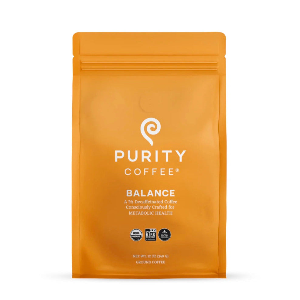 BALANCE: 2/3 Decaffeinated Medium Roasted Organic Ground Coffee, 12oz, Purity