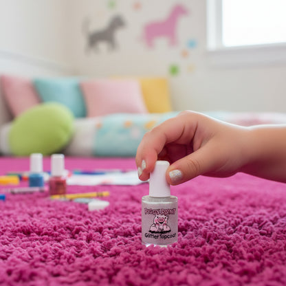Glitter Topcoat - Clear Glitter Gloss, 0.5oz, Piggy Paint