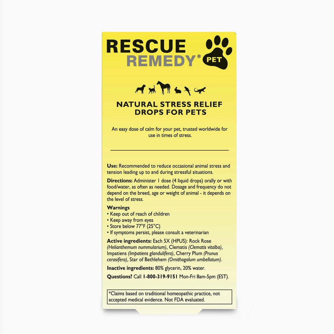 Rescue Remedy Pet Dropper, Natural Stress Relief for Pets, Bach