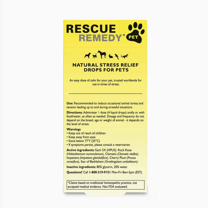Rescue Remedy Pet Dropper, Natural Stress Relief for Pets, Bach