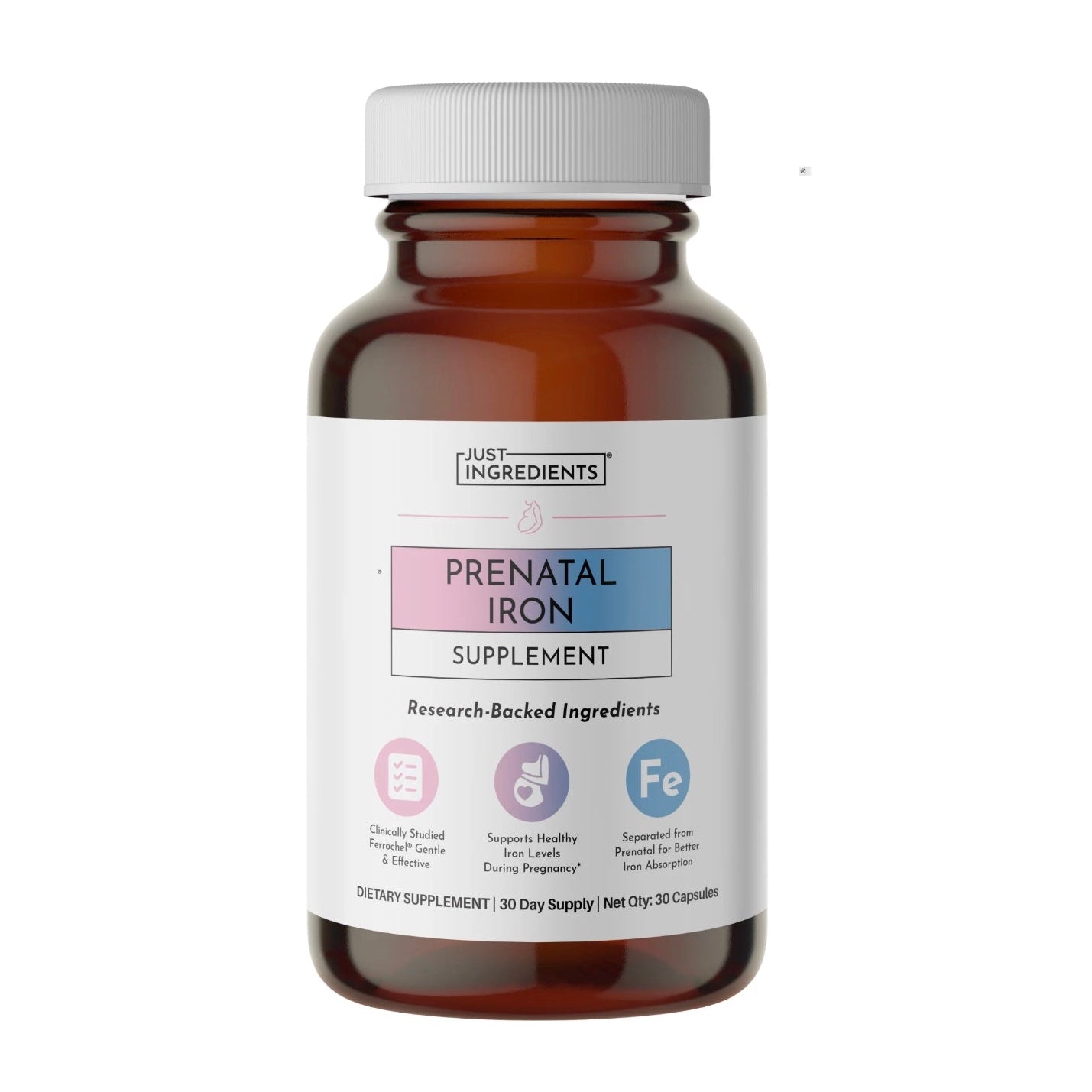 Prenatal Iron, 30 Capsules, Just Ingredients