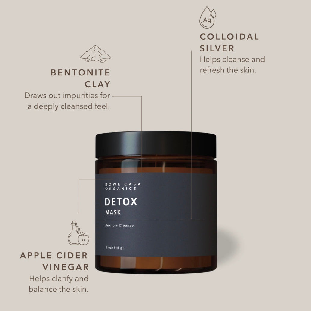 Detox Mask, Exfoliate + Tighten, 4oz, Rowe Casa Organics