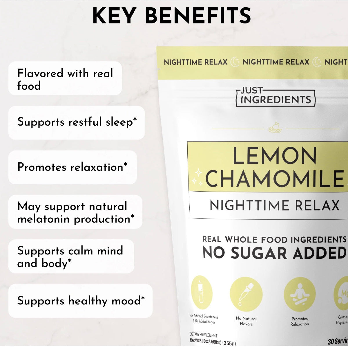 Lemon Chamomile Nighttime Relax, 30 Servings, Just Ingredients