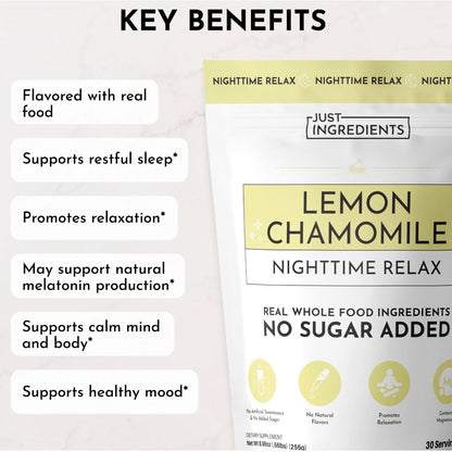 Lemon Chamomile Nighttime Relax, 30 Servings, Just Ingredients