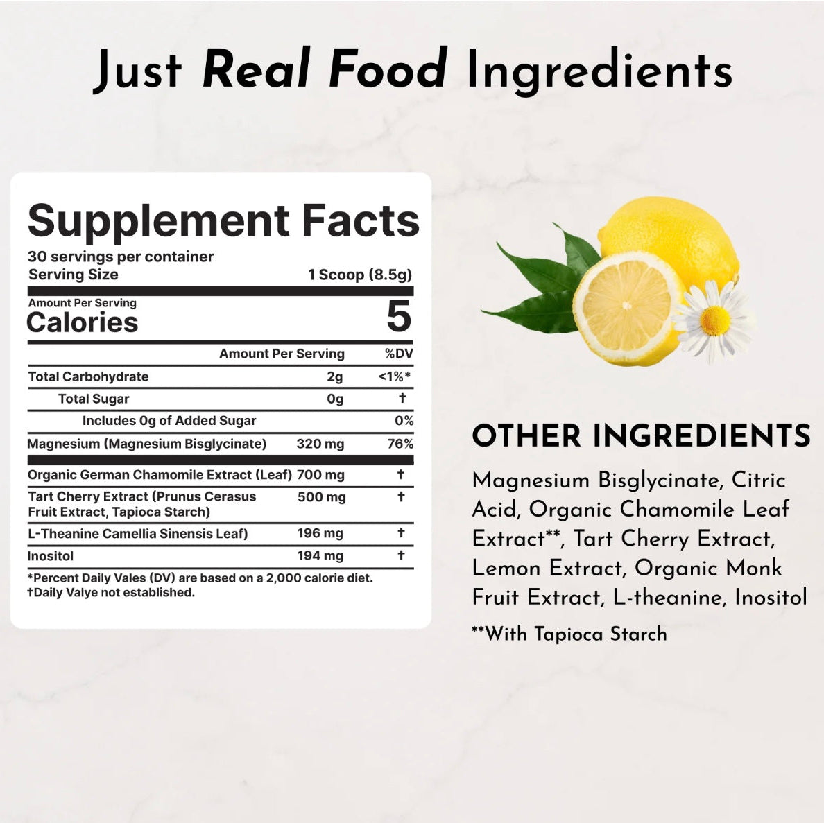 Lemon Chamomile Nighttime Relax, 30 Servings, Just Ingredients
