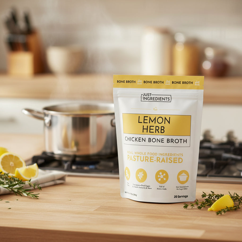 Lemon Herb Chicken Bone Broth, 20 Servings, Just Ingredients
