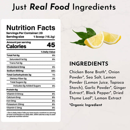 Lemon Herb Chicken Bone Broth, 20 Servings, Just Ingredients