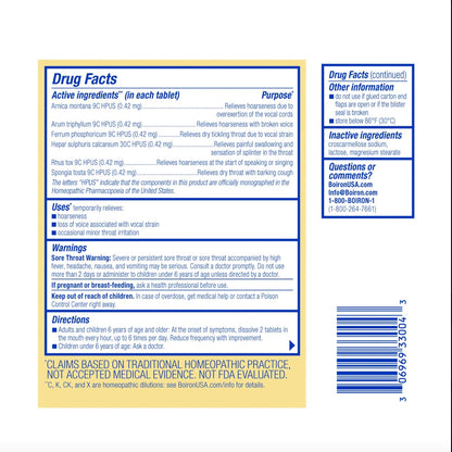 VoiceCalm™, Meltaway Tablets, 60 Tablets, Boiron