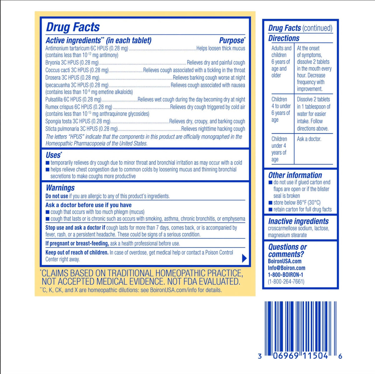 Chestal® Cough & Mucus Meltaway Tablets, 60 Tablets, Boiron