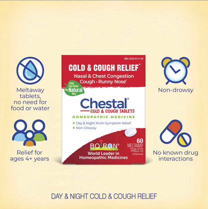 Chestal® Cold & Cough Meltaway Tablets, 60 Tablets, Boiron