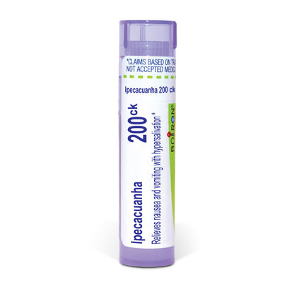 Ipecacuanha, Homeopathic Medicine for Relief of Nausea and Vomiting with Hypersalivation, Boiron, 80 Pills (Pill Size #40)