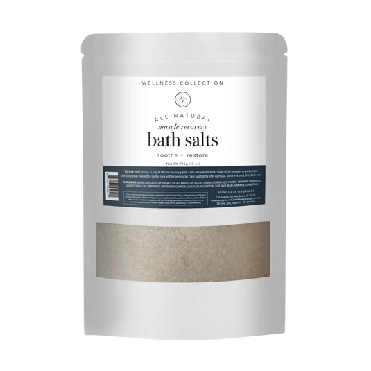 Muscle Recovery Bath Salts, Soothe + Restore, 35 oz, Rowe Casa Organics