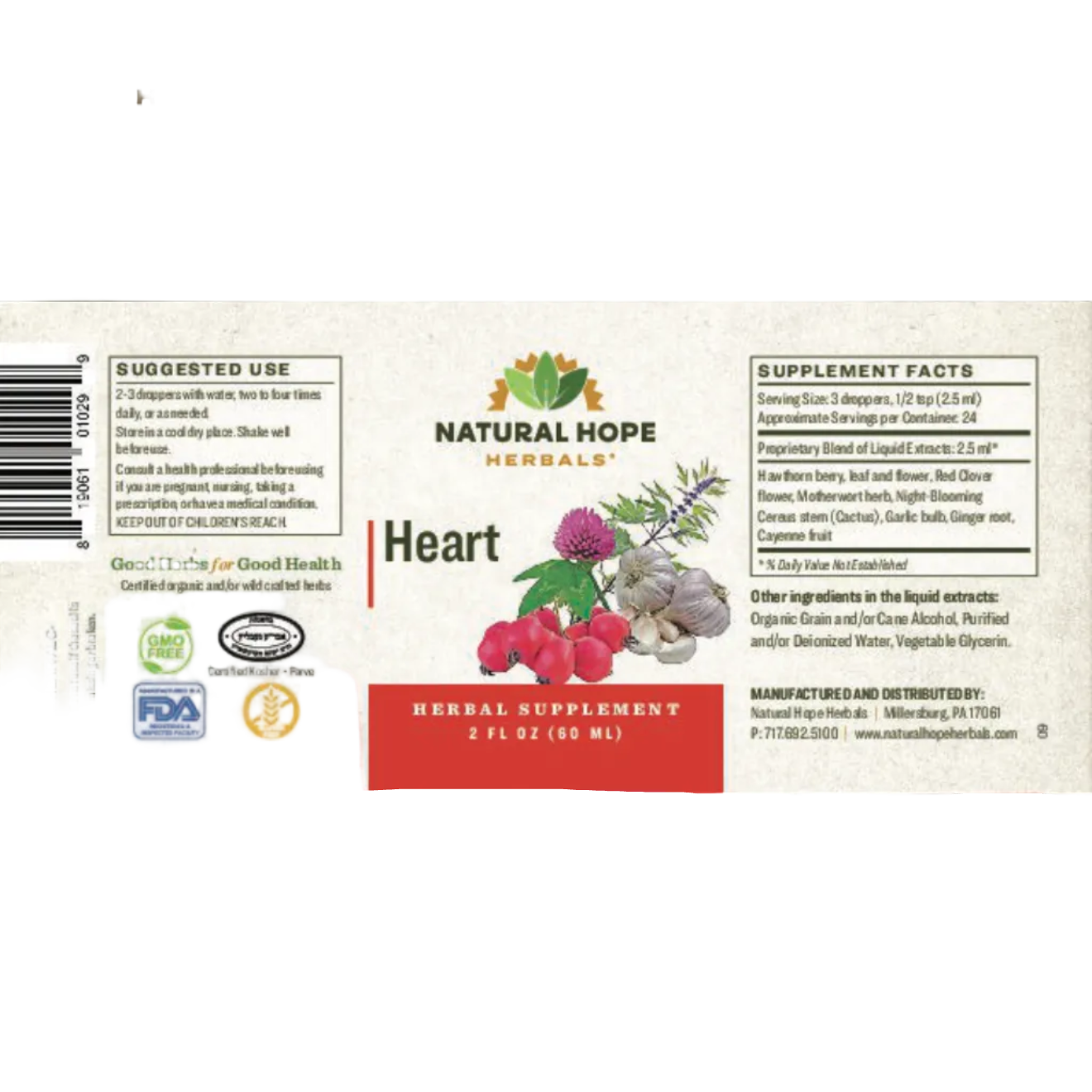 Heart Formula, Herbal Support for Cardiovascular Health, 2oz, Natural Hope Herbals