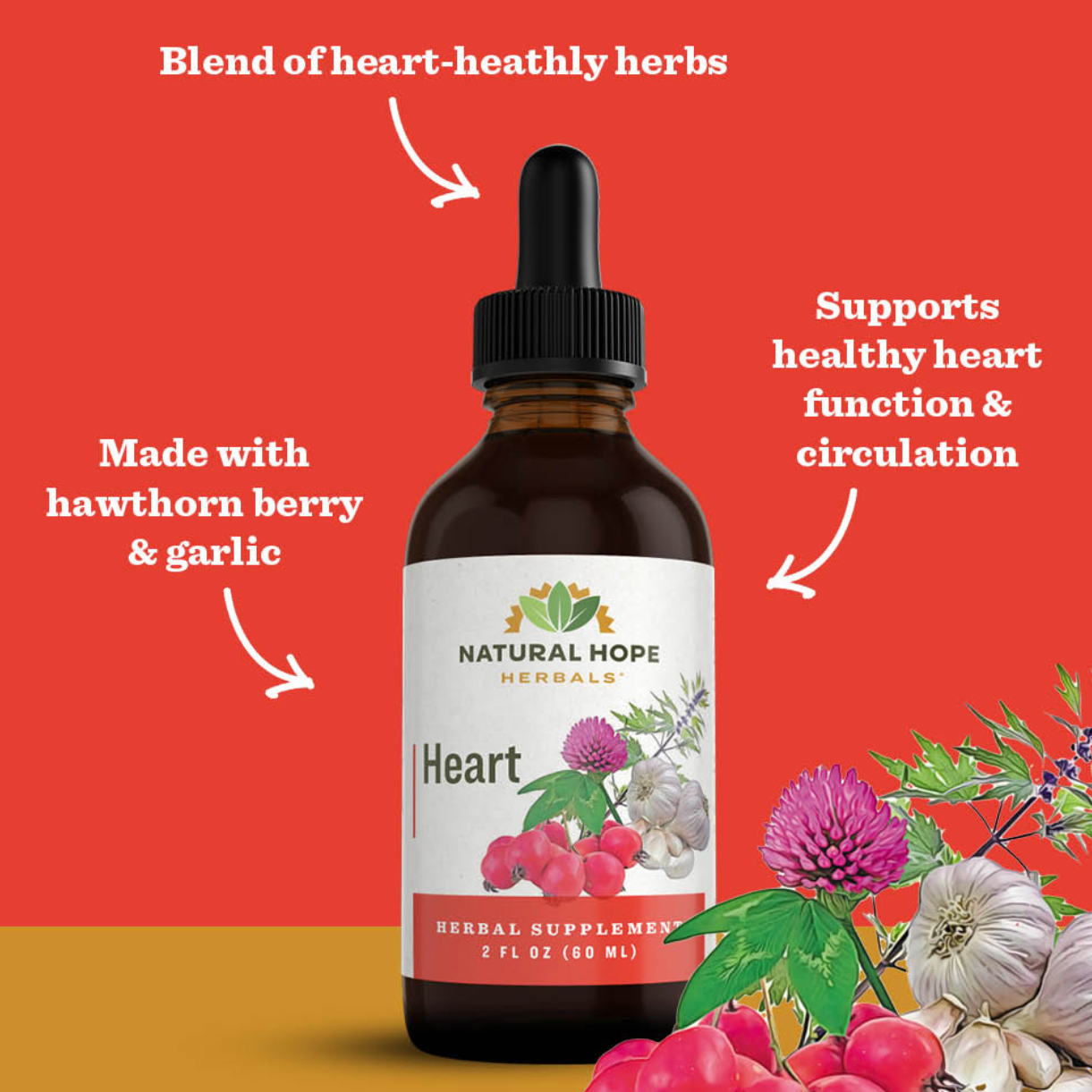 Heart Formula, Herbal Support for Cardiovascular Health, 2oz, Natural Hope Herbals