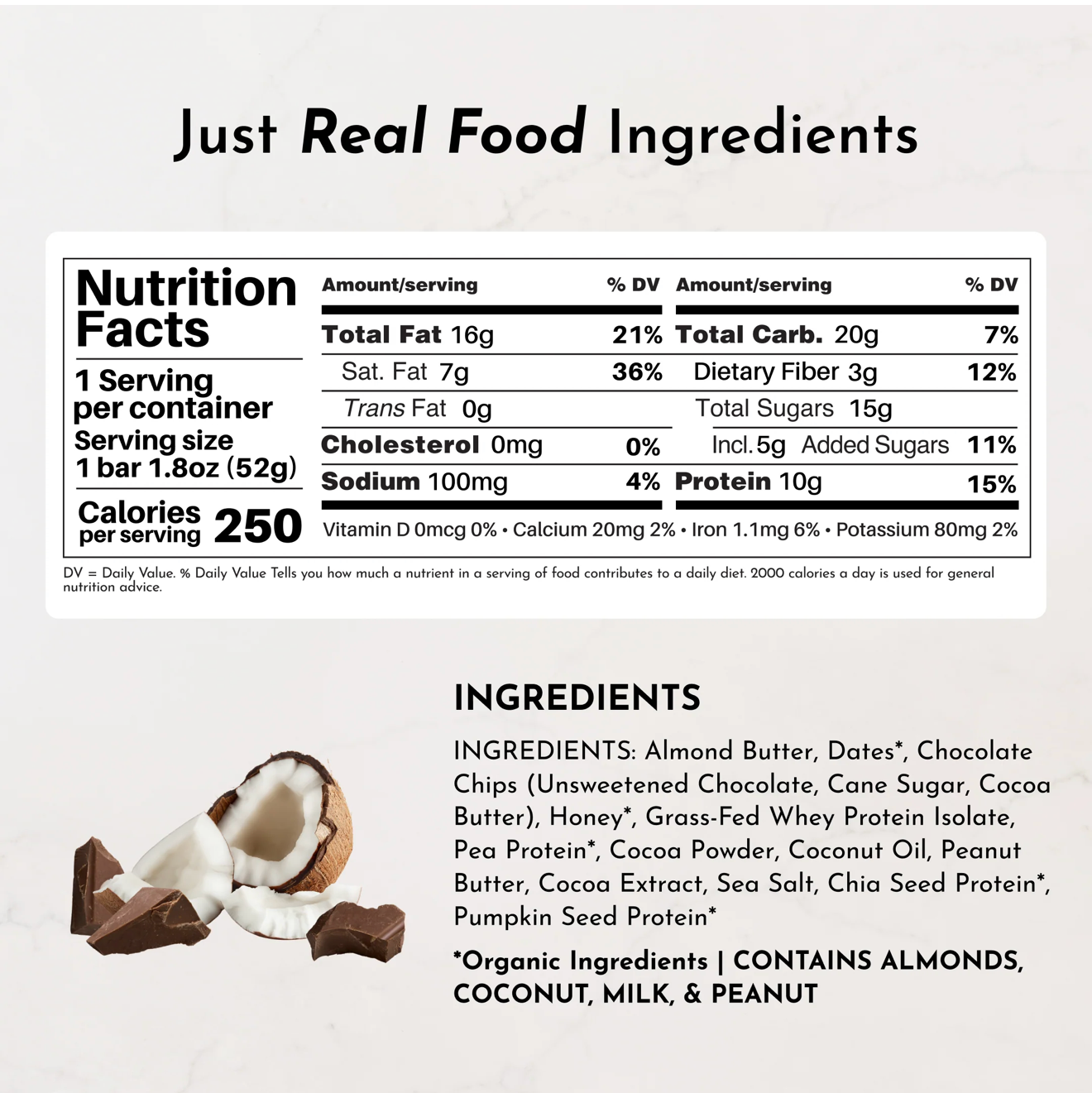 Protein Snack Bar, Just Ingredients