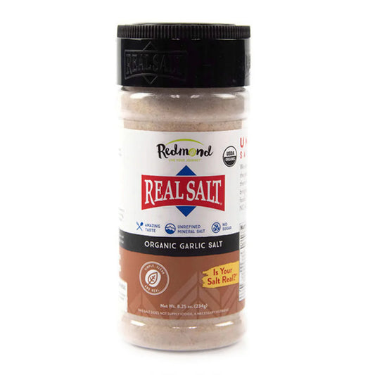 Real Salt Organic Garlic Salt Shaker, 4.75oz-8.25oz, Redmond Life