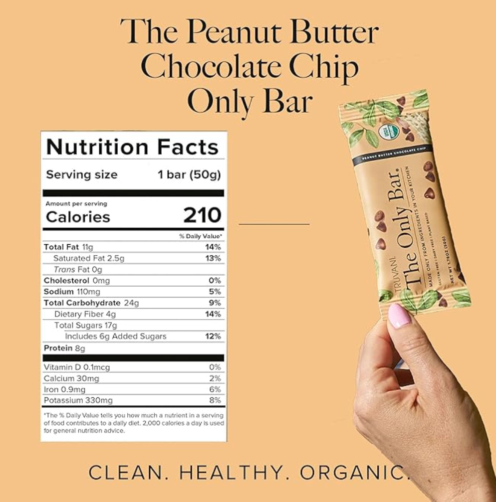 The Only Bar, Peanut Butter Chocolate Chip, Gluten Free, Dairy Free, Truvani