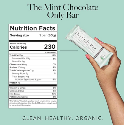 The Only Bar, Mint Chocolate, Gluten Free, Dairy Free, Truvani