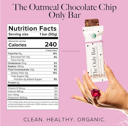 The Only Bar, Oatmeal Chocolate Chip, Gluten Free, Dairy Free, Truvani