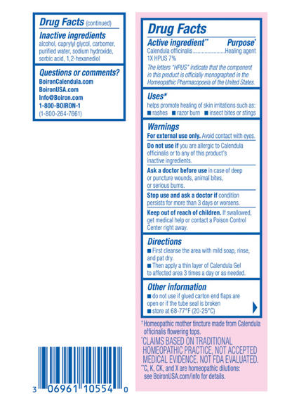 Calendula Gel 1.5 oz, 2.6 oz, Homeopathic Medicine For Skin Irritations, Boiron