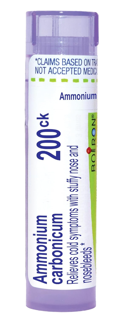 Ammonium Carbonicum 200CK, Homeopathic Medicine for Stuffy Nose & Nosebleeds, Boiron, 80 Pills (Pill Size #40)