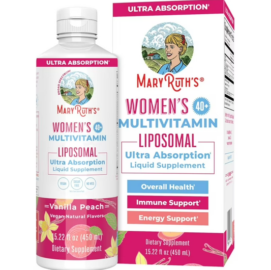 Mary Ruth's Organic Women's Liquid Multivitamin Liposomal, Vanilla Peach, Vegan