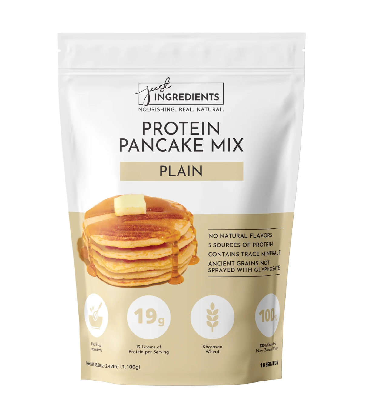 Protein Pancake Mix, Plain, 18 Servings, Just Ingredients