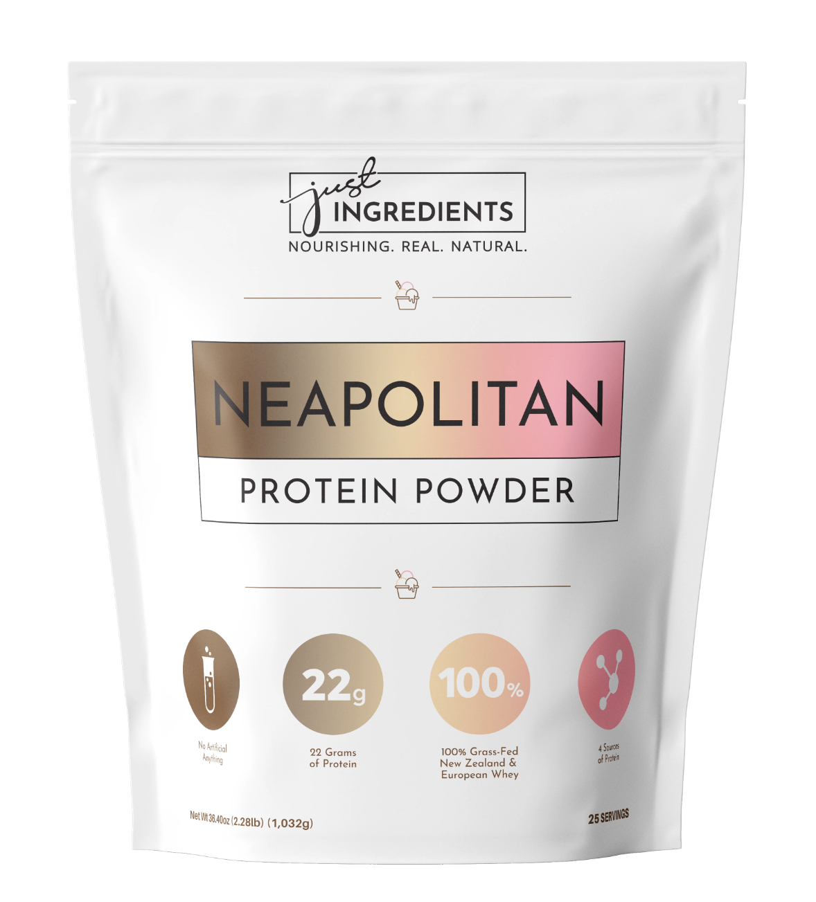 Neapolitan Protein Powder, 25 Servings, Just Ingredients