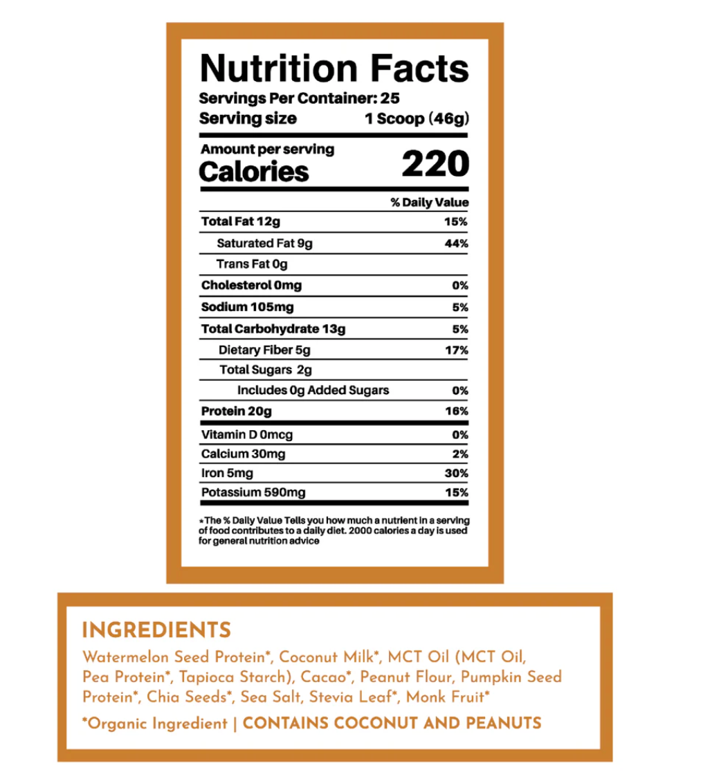 Vegan Peanut Butter Chocolate Protein Powder, 25 Servings, Just Ingredients