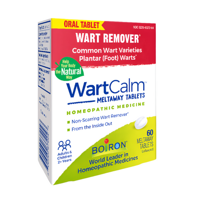 WartCalm, Homeopathic Medicine for Removal of Common and Plantar Warts, 60 Meltaway Tablets, Boiron