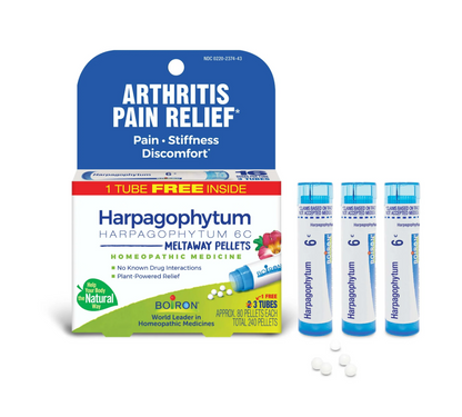 Harpagophytum 6C, Homeopathic Medicine for Arthritis Pain Relief, Boiron, 80 Pills (Pill Size #40) Arthritis Pain Relief, 1 Free Tube Inside, Boiron