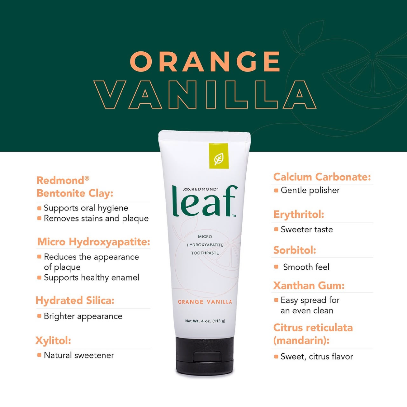 Leaf Micro Hydroxyapetite Toothpaste, 4oz, Redmond Life