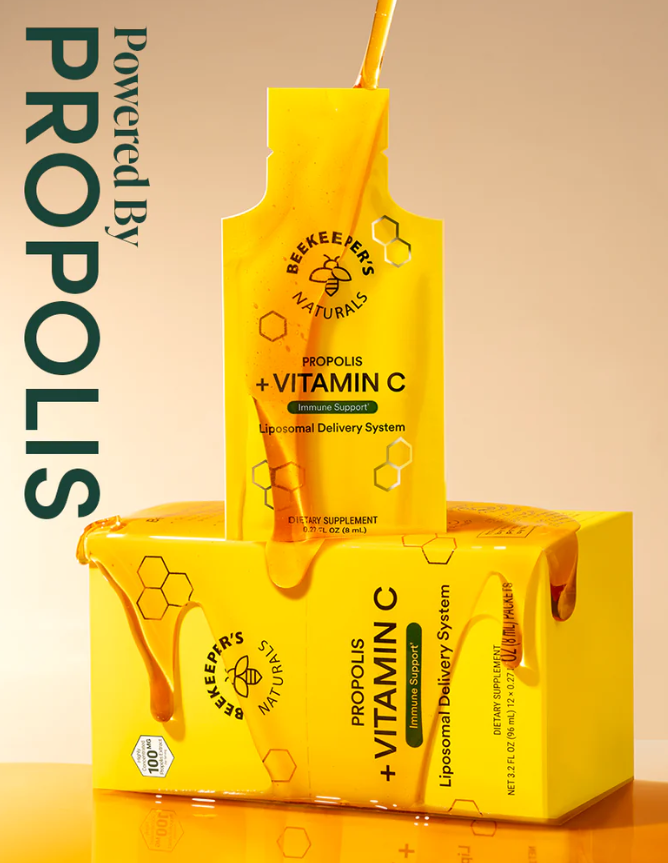 Propolis + Vitamin C Immune Support, Liposomal Delivery System, 12 Packets, Beekeeper's