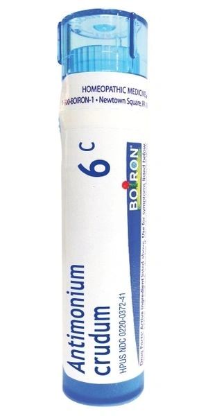 Antimonium Crudum, 6C, 30C, 200C, Homeopathic Medicine for Indigestion, Boiron, 80 Pills (Pill Size #40)