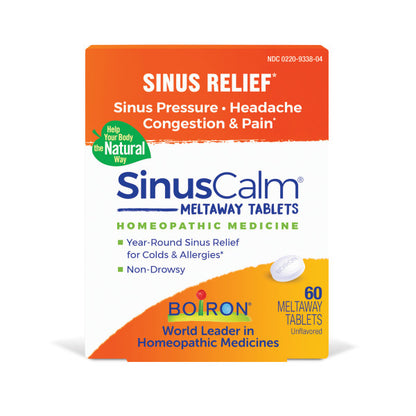 SinusCalm, Homeopathic Medicine to Relieve Sinus Symptoms Due to the Common Cold or Allergies, 60 Meltaway Tablets, Boiron