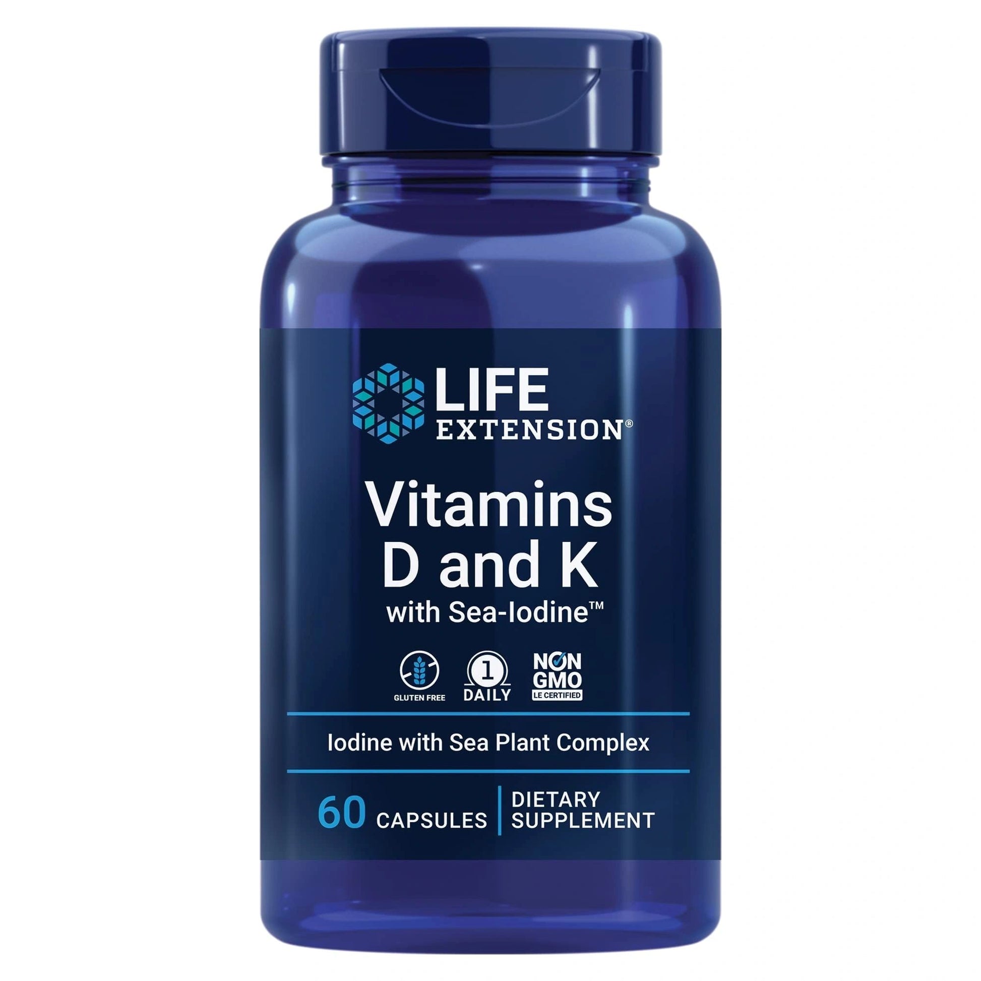 Vitamins D And K With Sea-Iodine, 60 Capsules, Life Extension