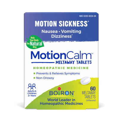 MotionCalm, Homeopathic Medicine for the Prevention and Treatment of Nausea, Vomiting or Dizziness Associated with Motion Sickness, 60 Meltaway Tablets, Boiron