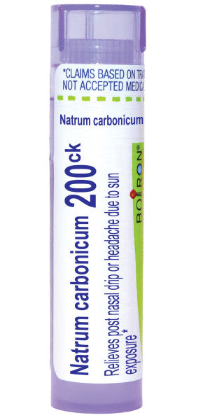 Natrum Carbonicum 30C, 200CK, Homeopathic Medicine for Post Nasal Drip or Headache Due to Sun Exposure, Boiron, 80 Pills (Pill Size #40)