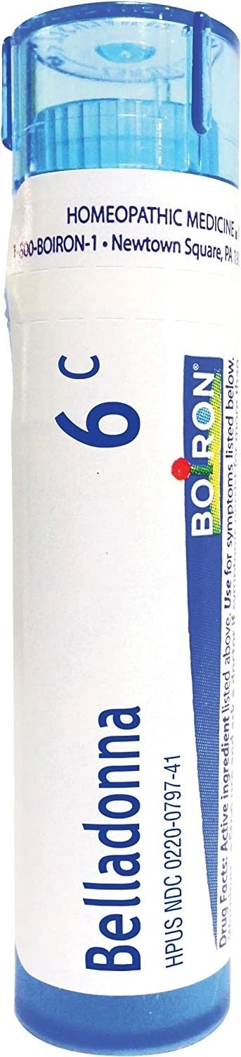 Belladonna, 3C, 6C, 30C, 200CK, 1M, Homeopathic Medicine for High Fever (up to 102F) with Sudden Onset with Perspiration, Boiron, 80 Pills (Pill Size #40)