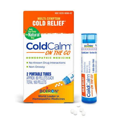 ColdCalm On the Go, Homeopathic Medicine for Multi-Symptom Cold Relief, 2 Tubes (Approx. 80 Pellets Per Tube), Boiron