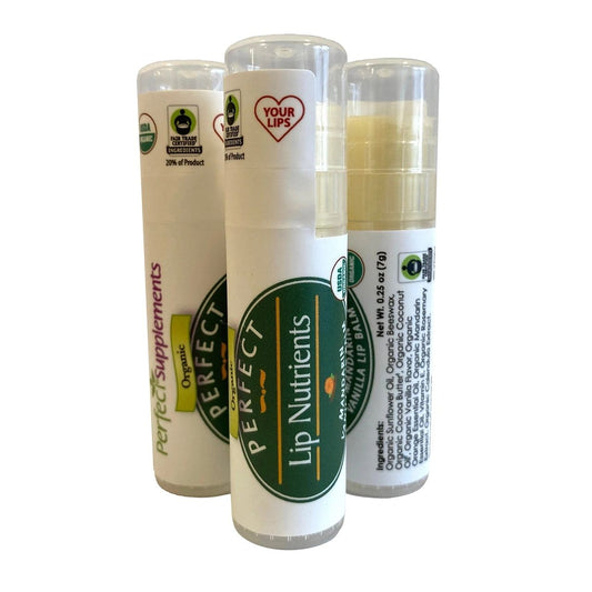 Organic Perfect Lip Nutrients, Mandarin Vanilla Lip Balm, 7g, Perfect Supplements