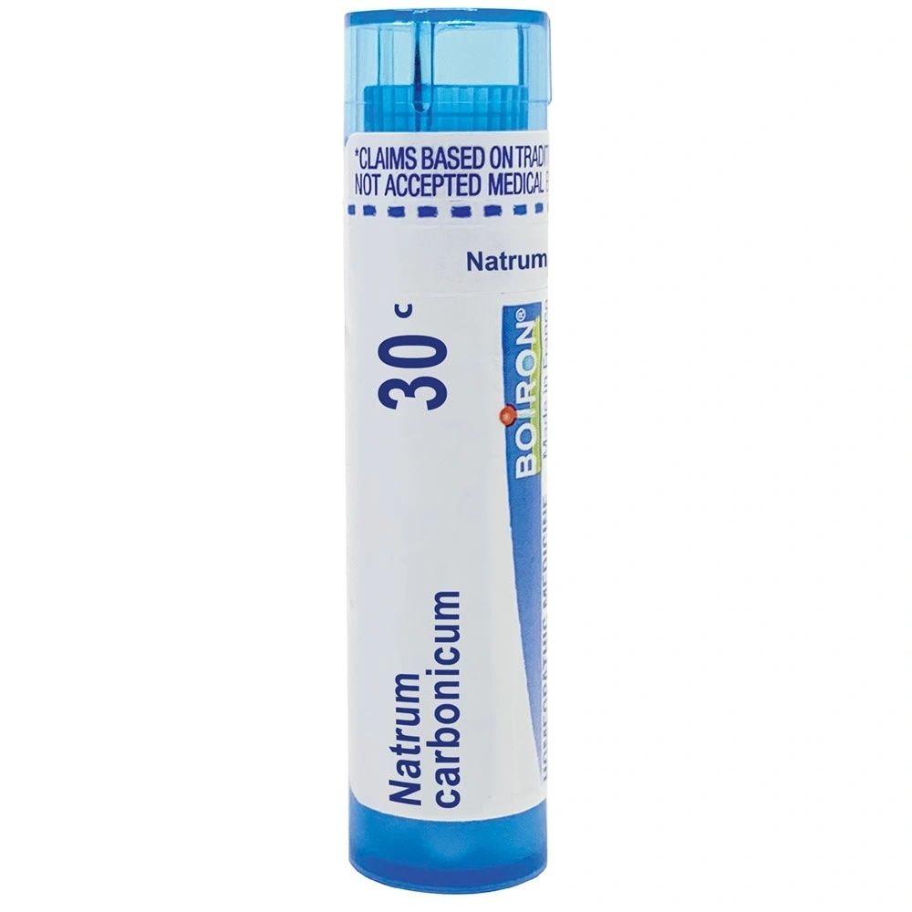 Natrum Carbonicum 30C, 200CK, Homeopathic Medicine for Post Nasal Drip or Headache Due to Sun Exposure, Boiron, 80 Pills (Pill Size #40)