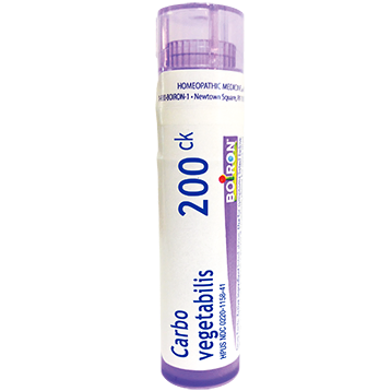 Carbo Vegetabilis, 30C, 200CK, Homeopathic Medicine for Abdominal Bloating with Gas, Boiron, 80 Pills (Pill Size #40)