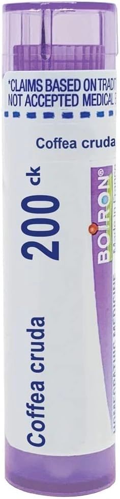 Coffea Cruda, 30C, 200CK, Homeopathic Medicine for Sleeplessness with Hyperactivity, Boiron, 80 Pills (Pill Size #40)